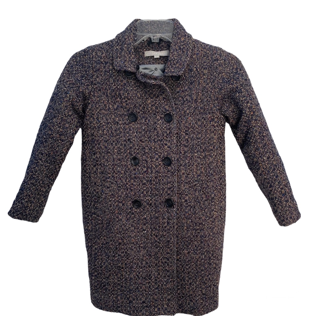 Jigsaw Junior Wool Blend 2 Looks Coat- Faux Fur Removable Collar Size 8-9